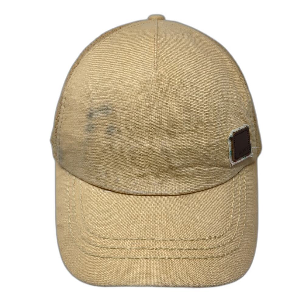 Roxy 5 Panel Hat Beige One Size Strapback Mesh Linen Floral Underbrim Patch